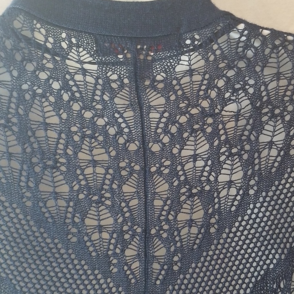 Blue crochet long cardigan coverup 3X - Picture 6 of 8